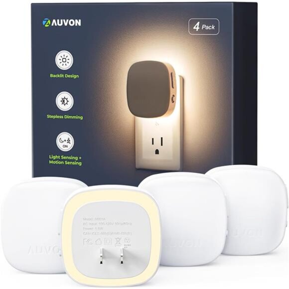 Plug-in LED Backlit Night Light with Motion Sensor & Dusk to Dawn Sensor, Warm - Picture 1 of 7